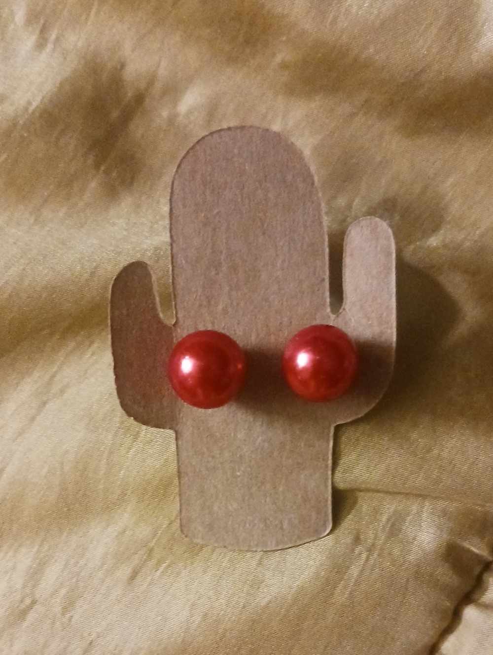 Red Pearl Stud Earrings - Classic Women's Jewelry